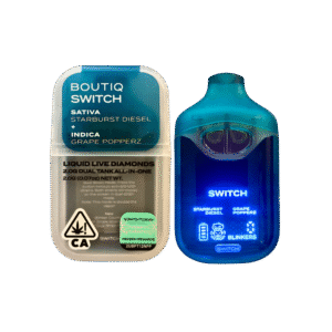 BOUTIQ SWITCH V4 "STARBURST DIESEL" X "GRAPE POPPERZ" 2G DUAL TANK DISPOSABLE